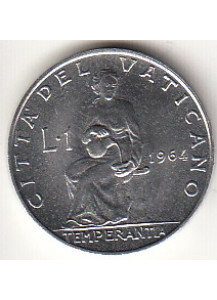 1964 Anno II - Lire 1 Temperantia Fior di Conio Paolo VI 